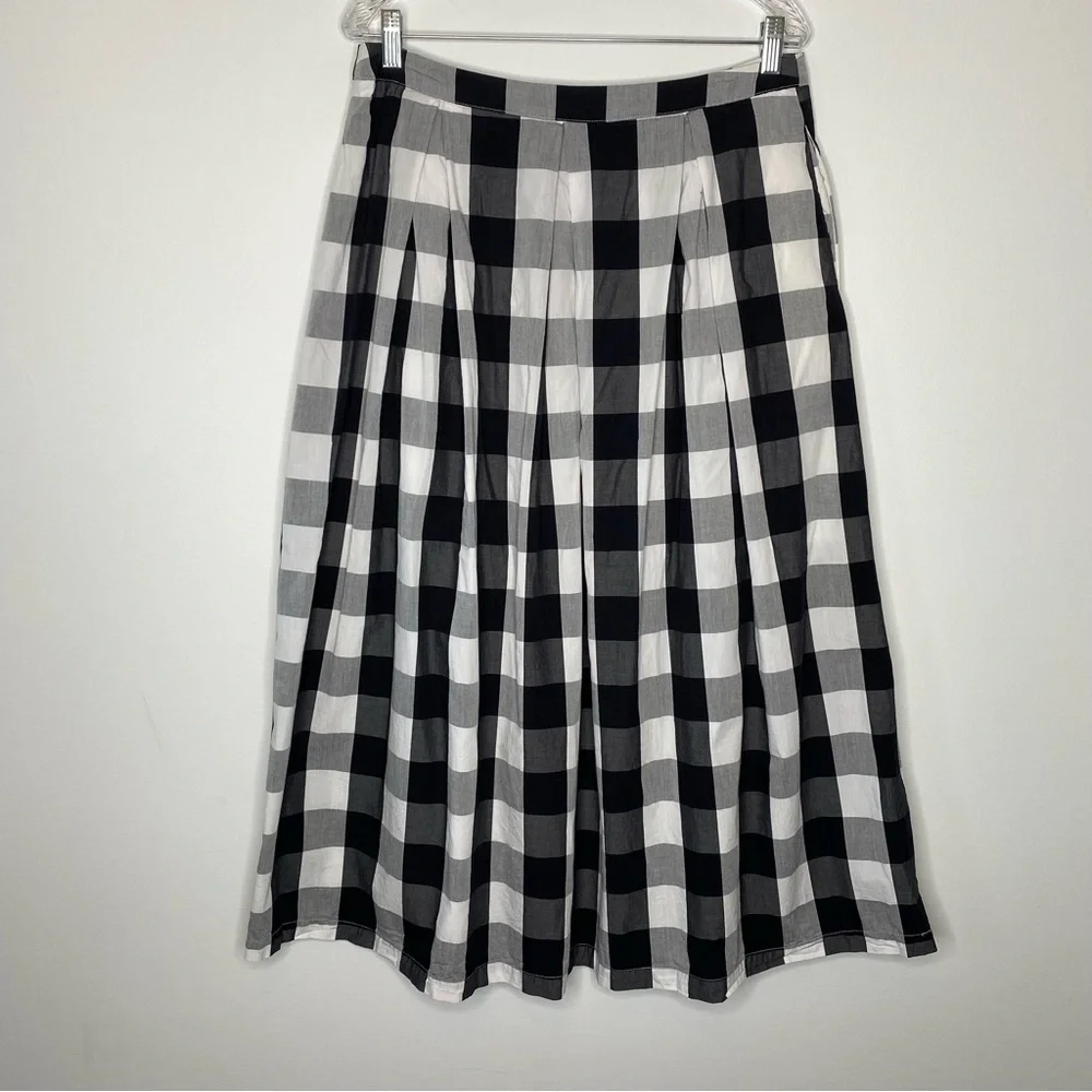 Who What Wear Black and White Plaid Button Front Full Midi Skirt